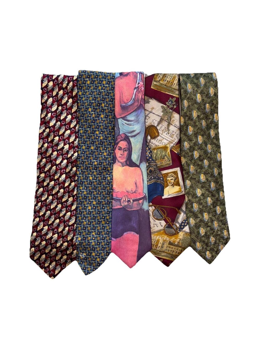 Designer Tie Lot Brioni Zegna Valentino Ralph Marlin Vintage Art Silk Ties